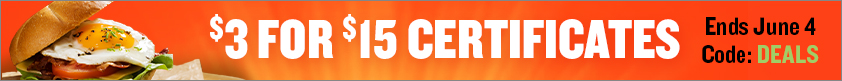 $3 for $15 Certificates!