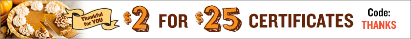 $2 for $25 Certificates!